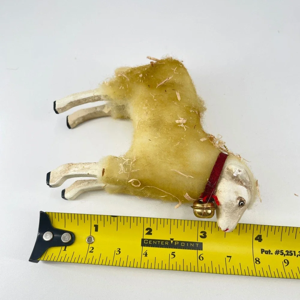 Vickie Smyers Sheep Ornament Yellow 4x4 2005 Primitive Folk Art ESC Trading